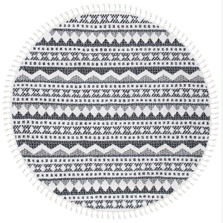 Safavieh 6 ft.-7 in. x 6 ft.-7 in. Moroccan Tassel Shag Round Area Rug; Ivory & Black MTS484A-7R